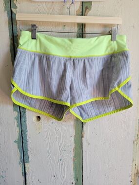 lululemon athletica Gray Running Shorts with Neon Yellow Trim